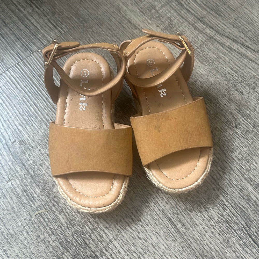 Girls Tan Ankle-Strap Sandals